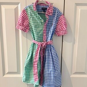 Girls Polo Ralph Lauren Multi-Color Gingham Shirt Dress size 7